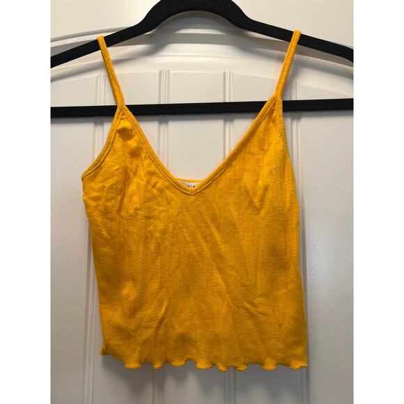 Urban Outfitters Women’s Sleeveless Project Social‎ T Cropped Top Size XS Yellow - Picture 1 of 3
